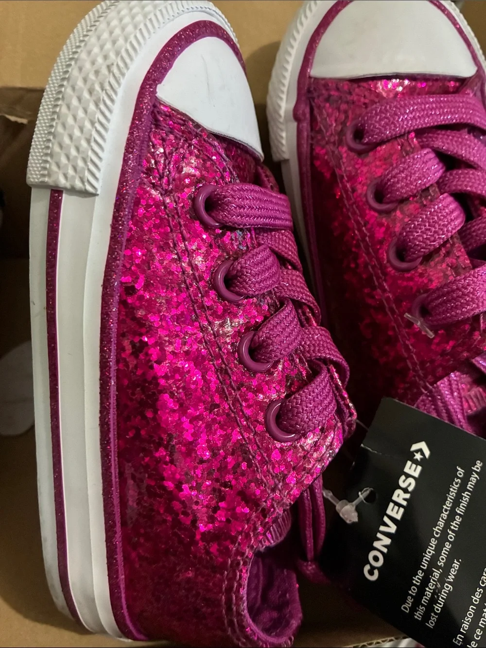 1️⃣ Converse Girls Hot Pink Glitter Lace-Up Sneakers